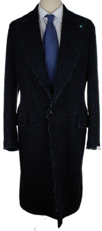 Rough-Edge Navy Peak Lapel coat, $299, size 50EU/40US