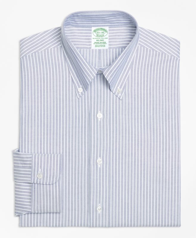 Menswear Musings Recommends Brooks Brothers wide stripe navy ocbd