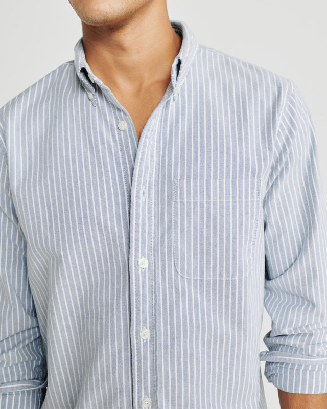 Abercrombie reverse stripe OCBD, close up