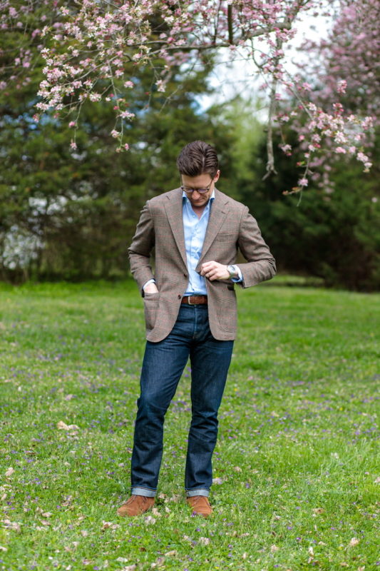 Ring Jacket brown prince of wales with red overcheck jacket