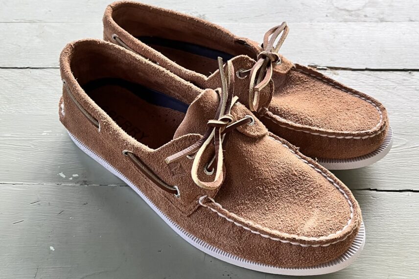 Sebago Docksides Portland Nubuck Boat Shoe - Mens - Brown / Taupe-Orange