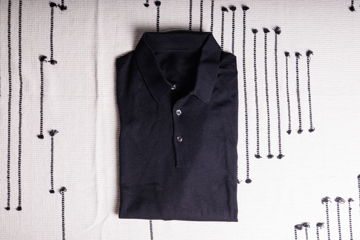 Made-in-Italy Wool/Silk Polo Sweater, Black, Size L - Menswear Musings