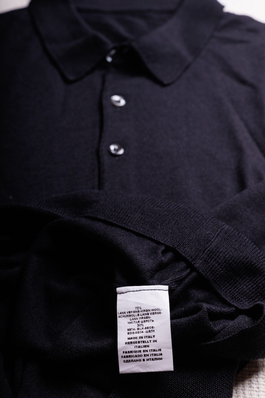 Made-in-Italy Wool/Silk Polo Sweater, Black, Size L - Menswear Musings