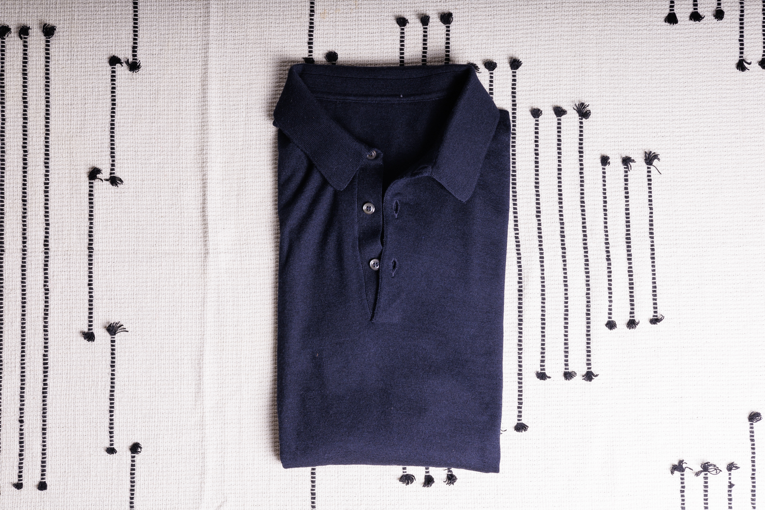 Made-in-Italy Wool/Silk Polo Sweater, Navy, Size L - Menswear Musings