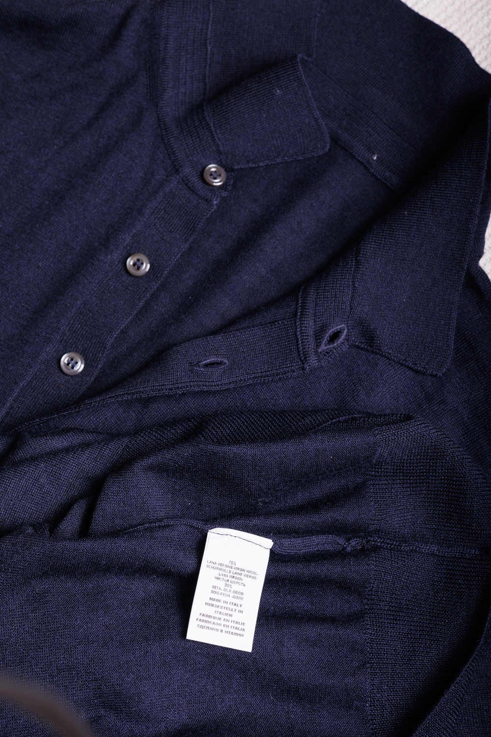 Made-in-Italy Wool/Silk Polo Sweater, Navy, Size L - Menswear Musings