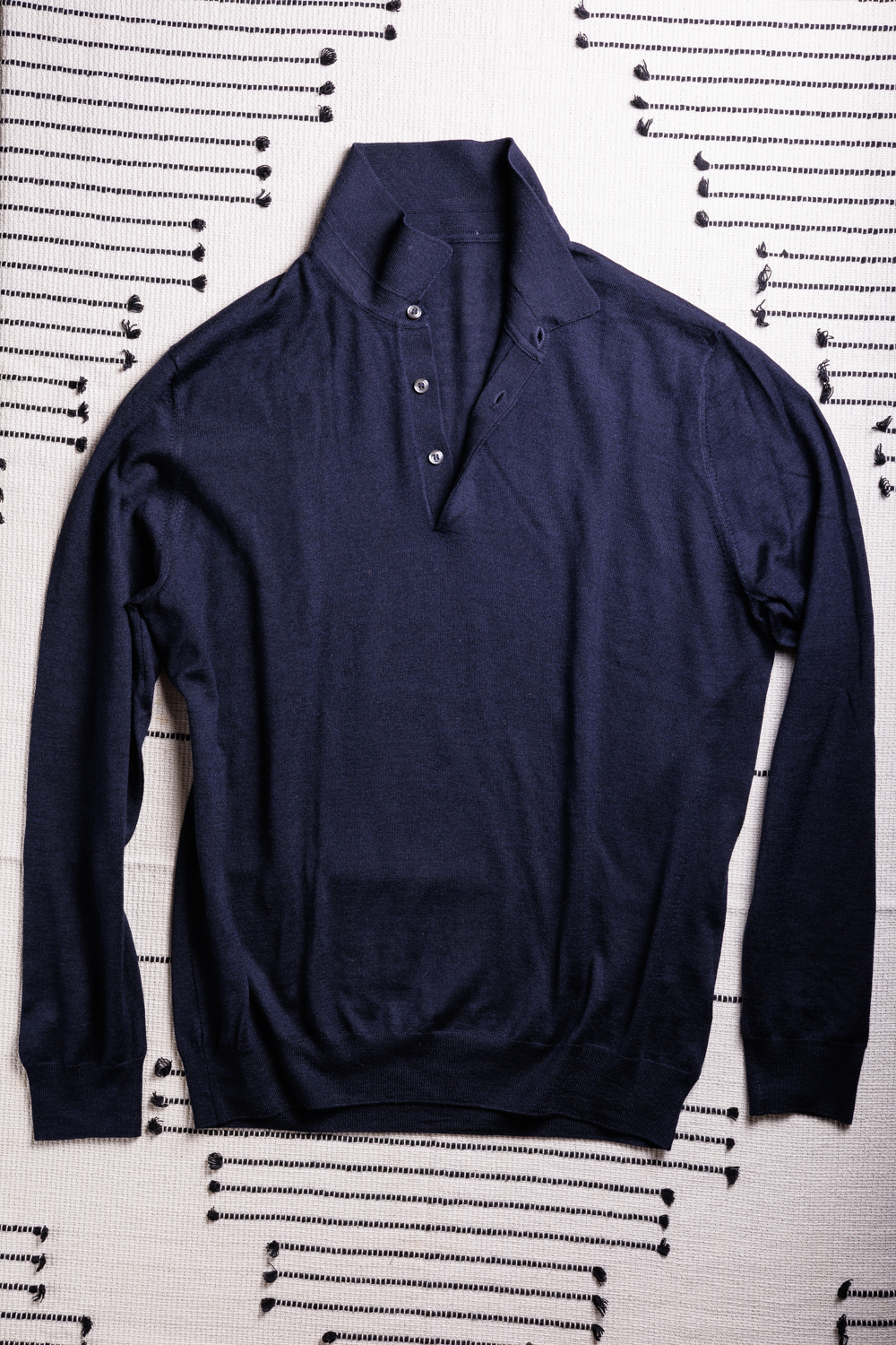 Made-in-Italy Wool/Silk Polo Sweater, Navy, Size L - Menswear Musings